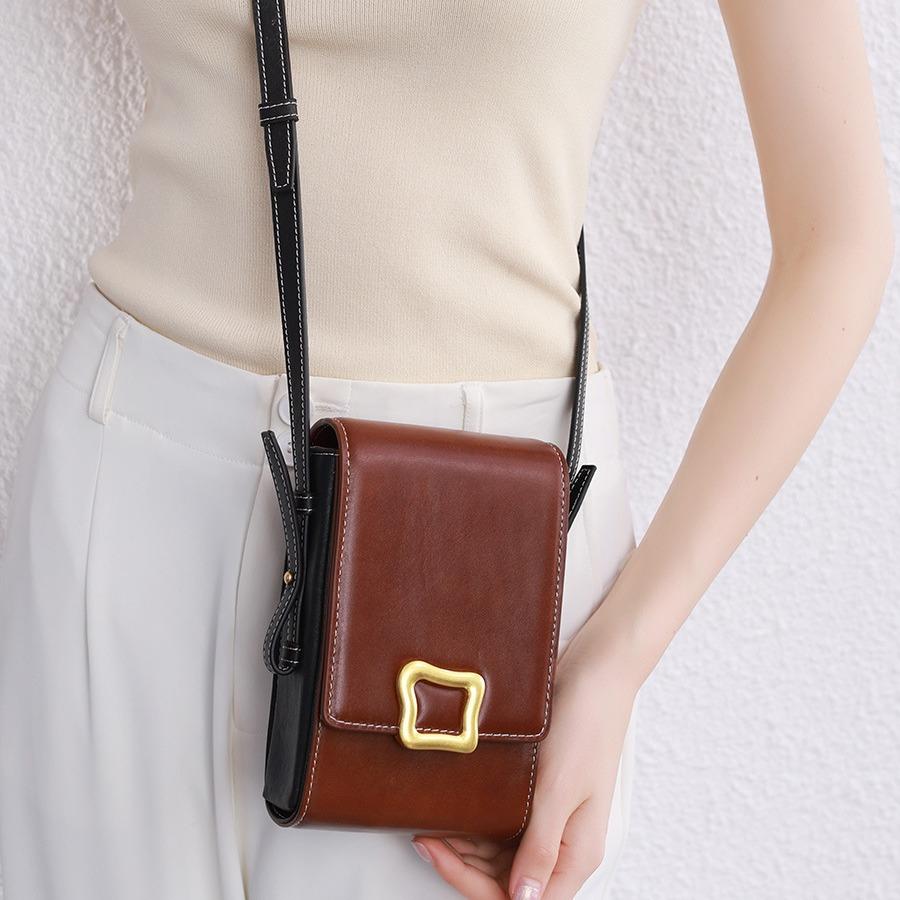 Mini Square Bag Messenger Bag New Cowhide Women's Bag Versatile Mobile Phone Bag Premium Bag