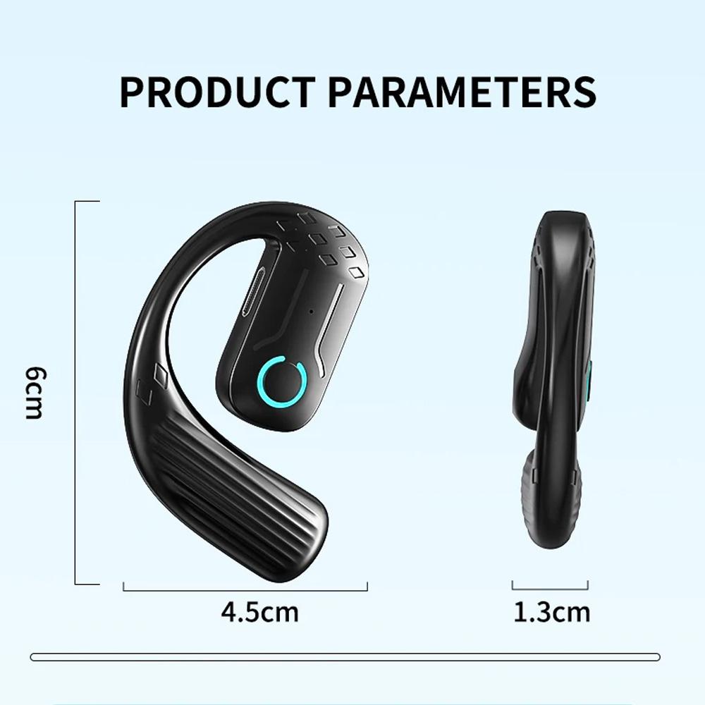 Wireless Bluetooth 5.4 Earphone 180° Rotation Ear Hook HIFI Stereo With MIC HD Call Open Single Ear Headset For Game Music Sport