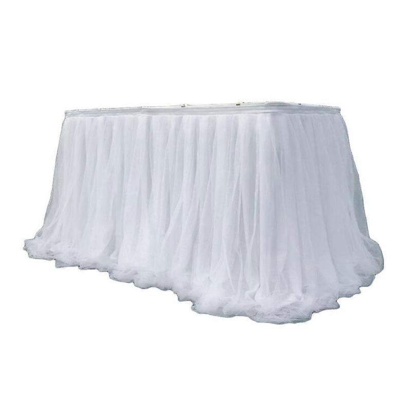 Colorful Tablecloth Table Skirt Baby Shower Girls Birthday Table Skirt Pink Table Cloth Wedding Party for Dinning Tables White
