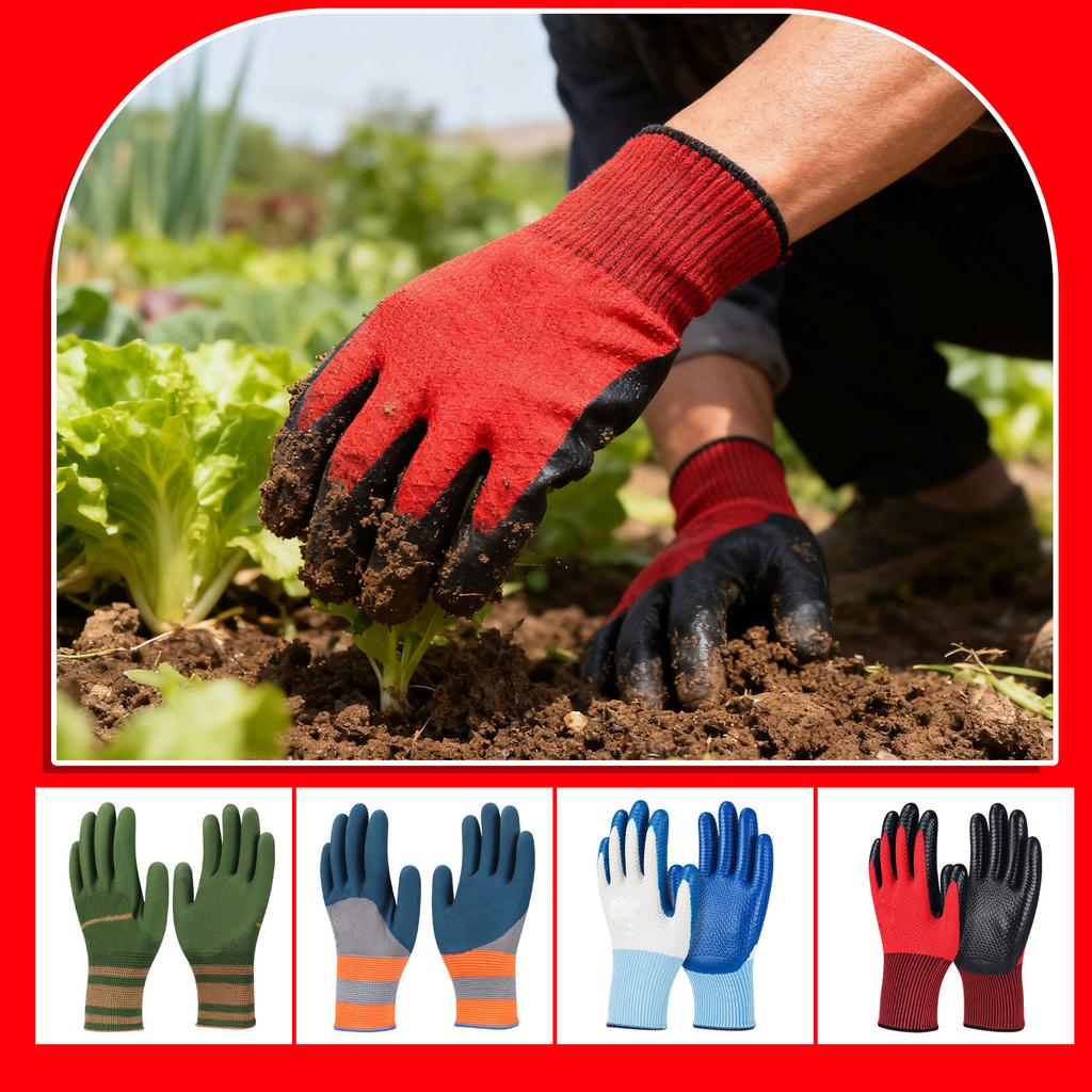 Work Gloves Made Of Wear-resistant, Non- Nitrile Rubber, Oil-resistant, Breathable, And Suitable For Construction Work.