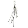 Fashion Fishbone Black Rope Charm Keychains Pendant Keyring Backpack Decoration Hanging Ornament for Women Girls