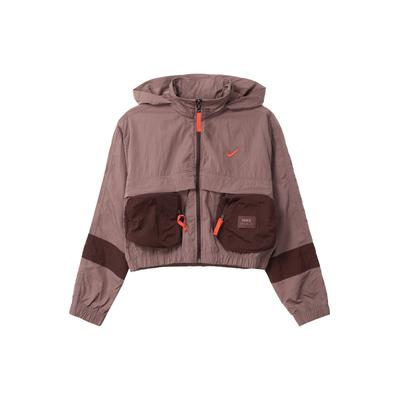 Spliced Logo Zip-Up Kapuzenjacke Damenjacke Eclipse Lila Rot DV8035-291