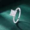 18K White Gold Plated S925 Sterling Silver Ring with Square Zirconia - Simple European & American Fashion Engagement Ring