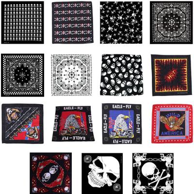 Bandane quadrate con teschio fiammeggiante 54x54 cm Cravatta da motociclista con stampa aquila Fazzoletto da motociclista Hip Hop