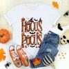 Fashion Hocus Pocus Letter Printed Short Sleeved Tshirt for Womens Casual Shirt Summer Halloween Round Neck Tshirt