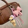 Stylish Plush Helmet Bear Keychain with bowknot Keychain Perfect For Backpacks Luggage Fashionable Daily Companion