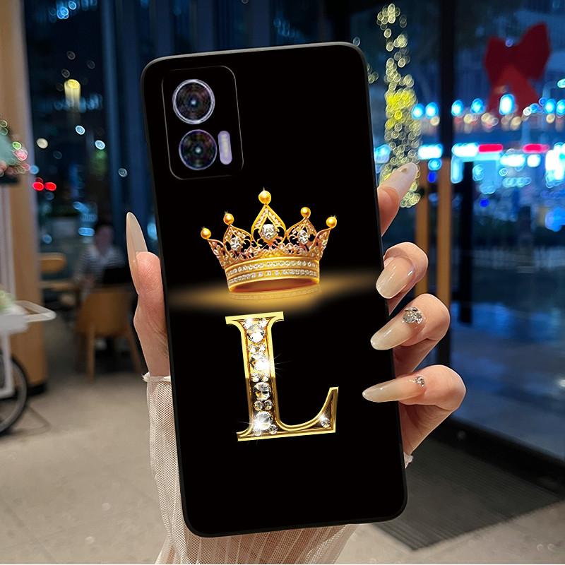 Phone Case For Motorola Edge 30 Lite/Motorola Edge 30 Neo 5G Black Case Shockproof Soft Fashion Letter Crown Cover