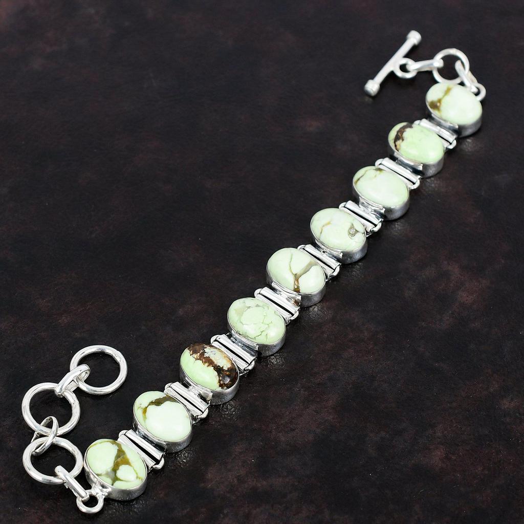 Lemon Chrysoprase Gemstone Bracelet 925 Sterling Silver Bracelet Adjustable Chain Bracelet Antique Jewelry Gifts For Wife Handmade Bracelet