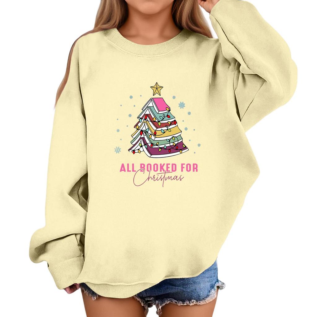Children's Fashionable Casual Long-sleeved Loose Christmas Print Pullover Sweatshirt
