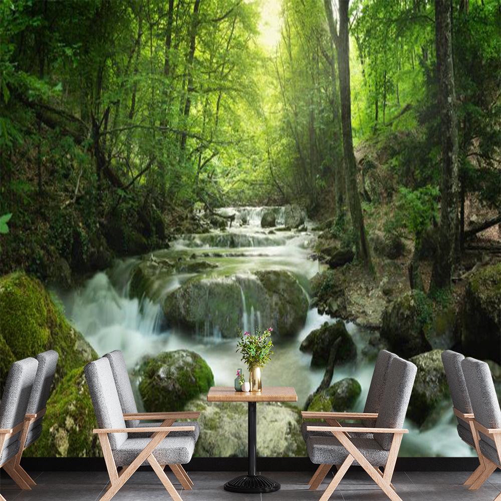 Natural Landscape Wallpaper Enchanting Forest Waterfall 3d Mural For Living Room Bedroom Forest Wall Mural