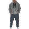 Men's Solid Color Casual Suit Loose Sports Hooded Sweatshirt With Pockets Multi Pocket Overalls Suit