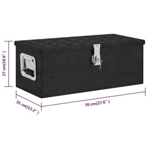 vidaXL Compact Aluminum Storage Box with Lock and Key, Portable Toolbox with Spacious Interior, Ideal for Car Storage and Camping, Black