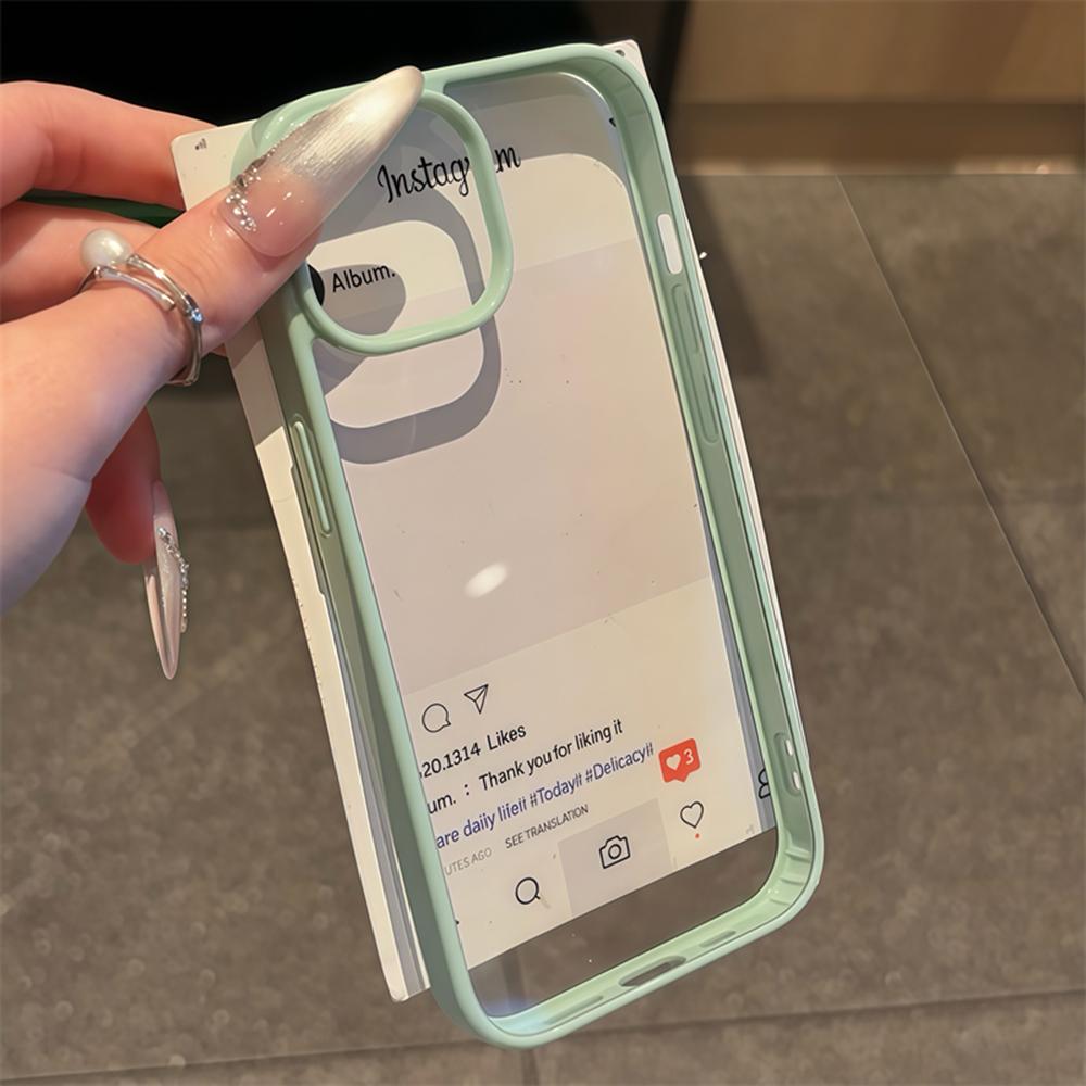 Luxury Clear Candy Color Case  For iPhone 17 Air 16 15 14 13 12 Pro Max Plus Clear Acrylic Bumper Protection Cases Cover