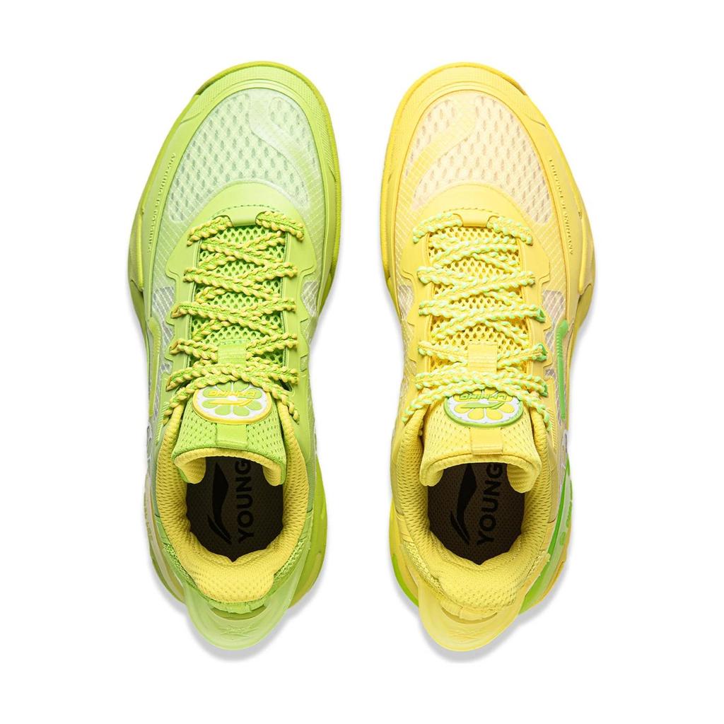 Li Ning YOUNG Fengying 2.0 LIGHT FOAM Platform Low top Children's Basketball Shoes Green Yellow YKBU072-5