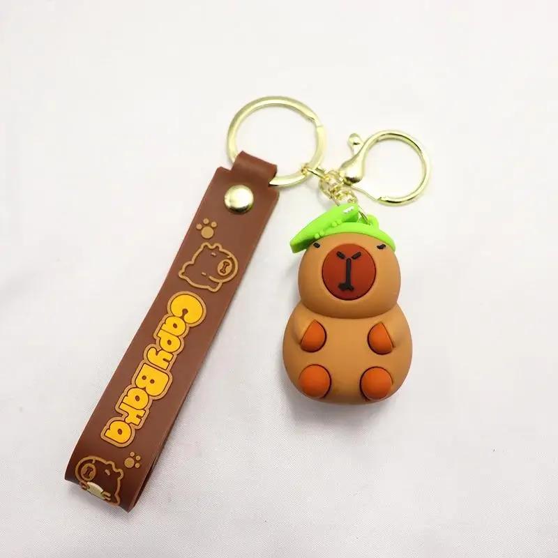 1PC Cartoon Capybara Plush Keychain Kawaii Backpack PVC Pendant Decoration Keyring Accessories Anime Lover Gifts