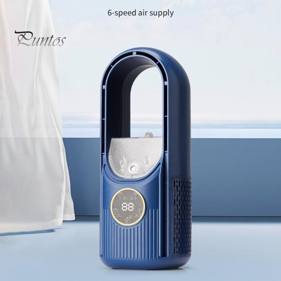 6 Hız Modlu Kanatsız Masaüstü Vantilatör Güçlü Hava Akışı Kompakt Tasarım Taşınabilir Şarj Edilebilir Sessiz Soğutma Sprey Vantilatörü