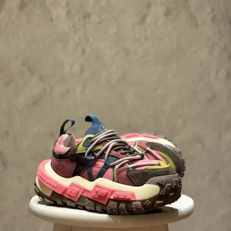 Modische Klobige Sneaker Herren Designer Reifensohle Laufschuhe Mode Lässig Mikrofaserleder Stoff Erhöhte Interne Plateau Schuhe