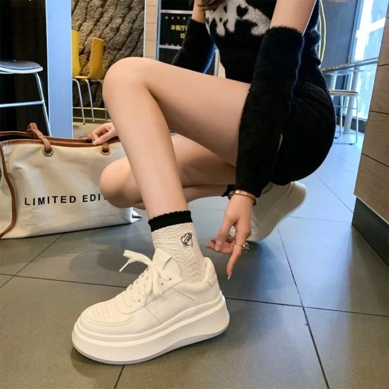 Modă Pantofi Noi de Skateboard pentru Femei Adidași Albi Adidași cu Platformă Femei Pantofi Vulcanizați din Piele pentru Femei Primăvară Tenis Femme