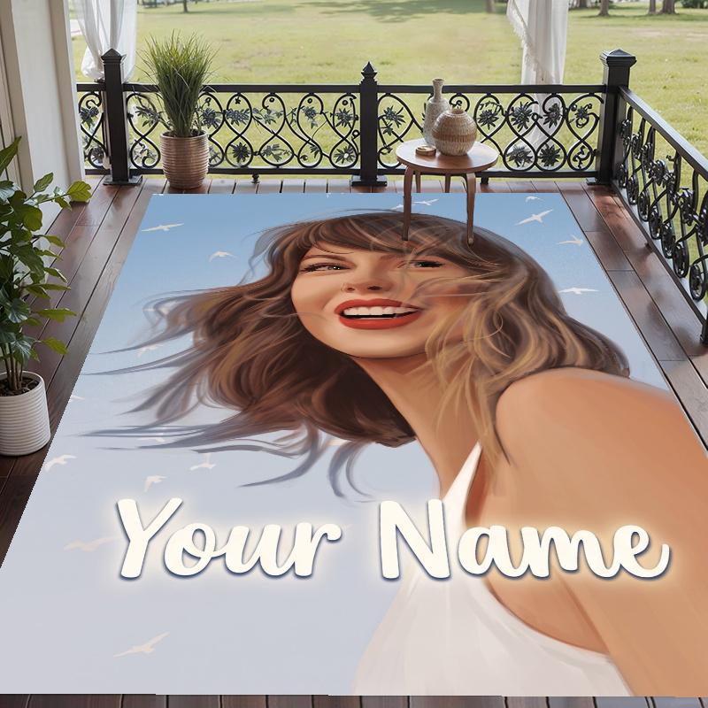 Custom Name Taylor Swift Crystal Velvet Floor Rug Personalized Text Soft Carpet Home Decor
