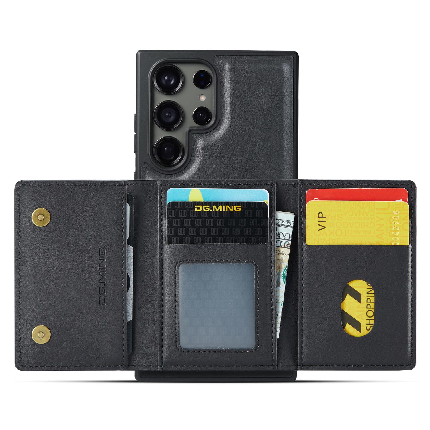 

For Samsung Galaxy S25 Ultra Case Detachable Magnetic Leather Phone Cover with Card Slots Black