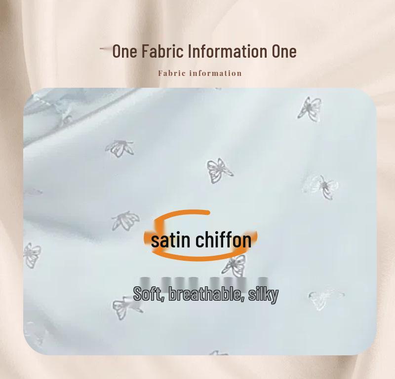 Women's Ice Silk Pajamas: Sexy Lace-Trim Nightgown with Silver Butterfly Robe & Chest Pads