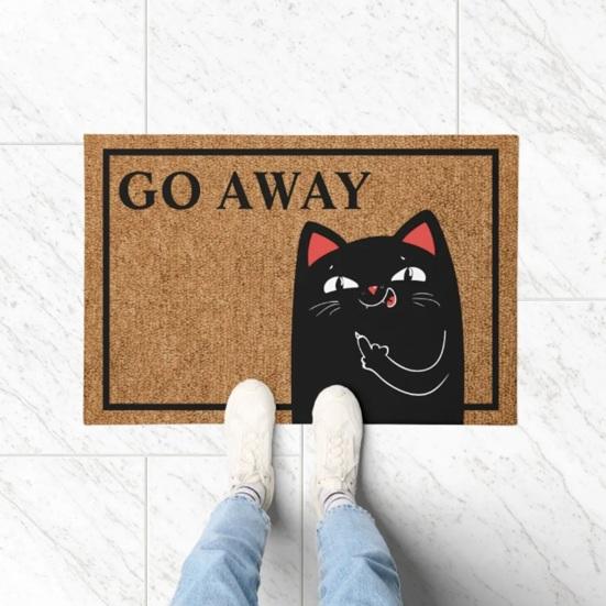 Covor de podea Pisica de desene animate Degetul mijlociu Dispise Go Away Covor de baie Absorbție de apă Home Decoearion Dormitor Covoraș de intrare
