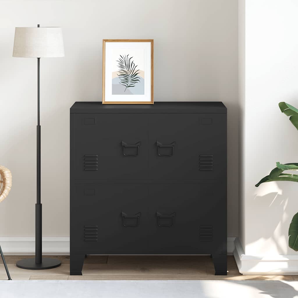 vidaXL Lagerschrank Industrial Schwarz 75x40x80 Cm Stahl