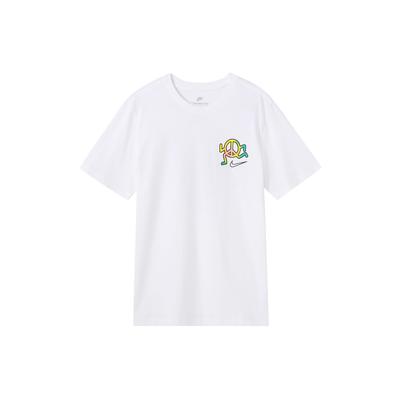 Sportswear Geometric Letter Print Crew Neck T-Shirt Men Tops White DQ1079-100