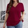 Women's Plus Size Casual And Fashionable V-Neck Long Sleeved Top V-Neck Short Sleeved Top