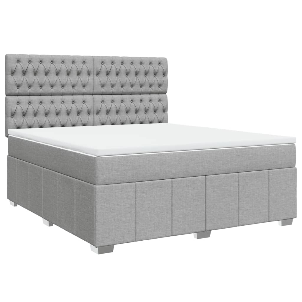 Vidaxl Letto Continentale Con Materasso, Grigio Chiaro, Tessuto, 180X200Cm