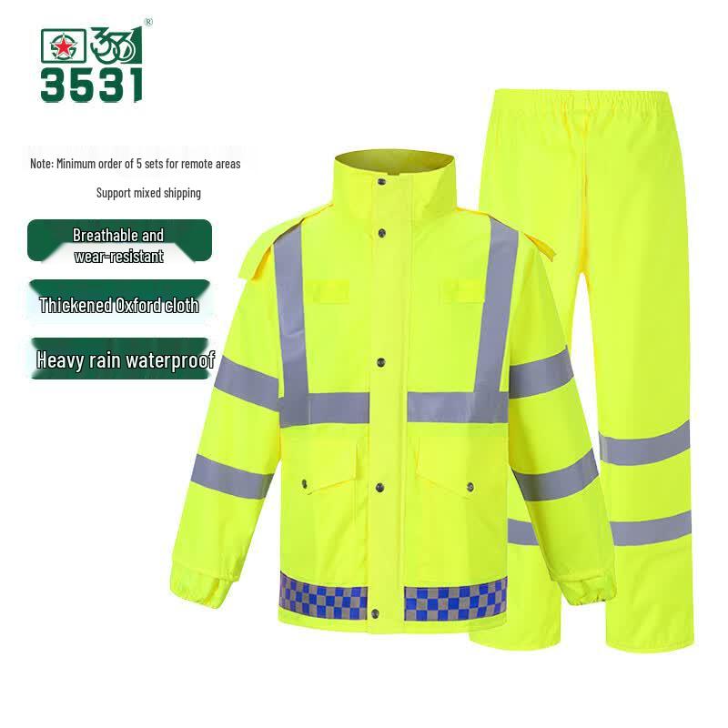Heavy-Duty Split Rain Suit with Reflective Strips XL