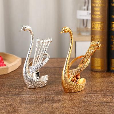 Nordic Swan Tableware Set Luxury Coffee Spoons Swan Holder Dessert Utensils  Cafe Serving