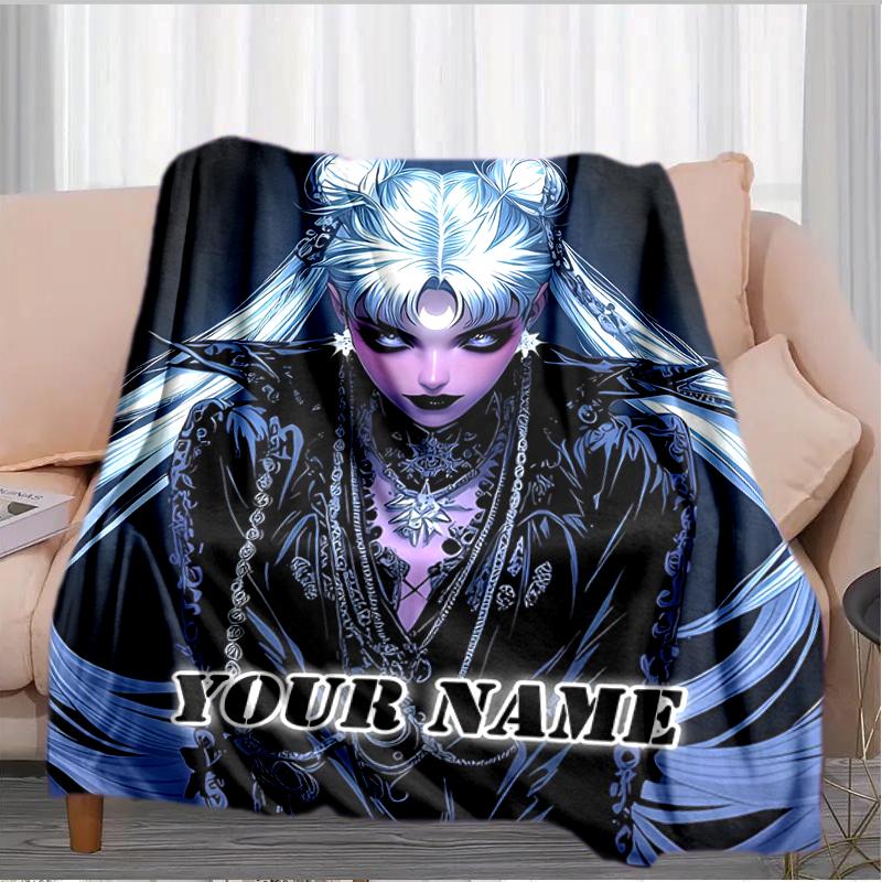 1PC Custom Name Dark Fantasy Portrait Flannel Blanket Versatile,all-season Throw Suitable for the Living Room,bedroom,camping,travel,and Gift