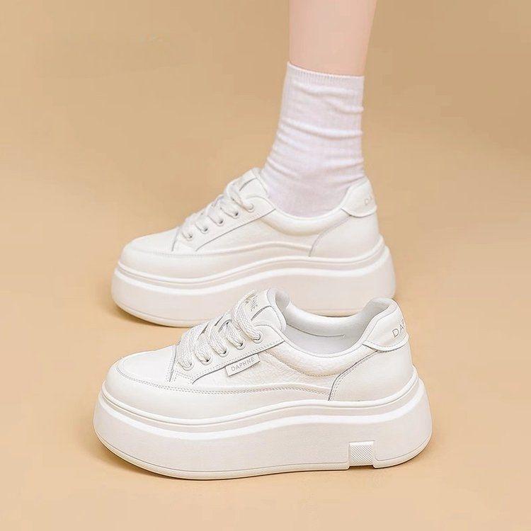 New platform women's shoes spring versatile sports casual shoes heightening lace-up lightweight lace-up board shoes