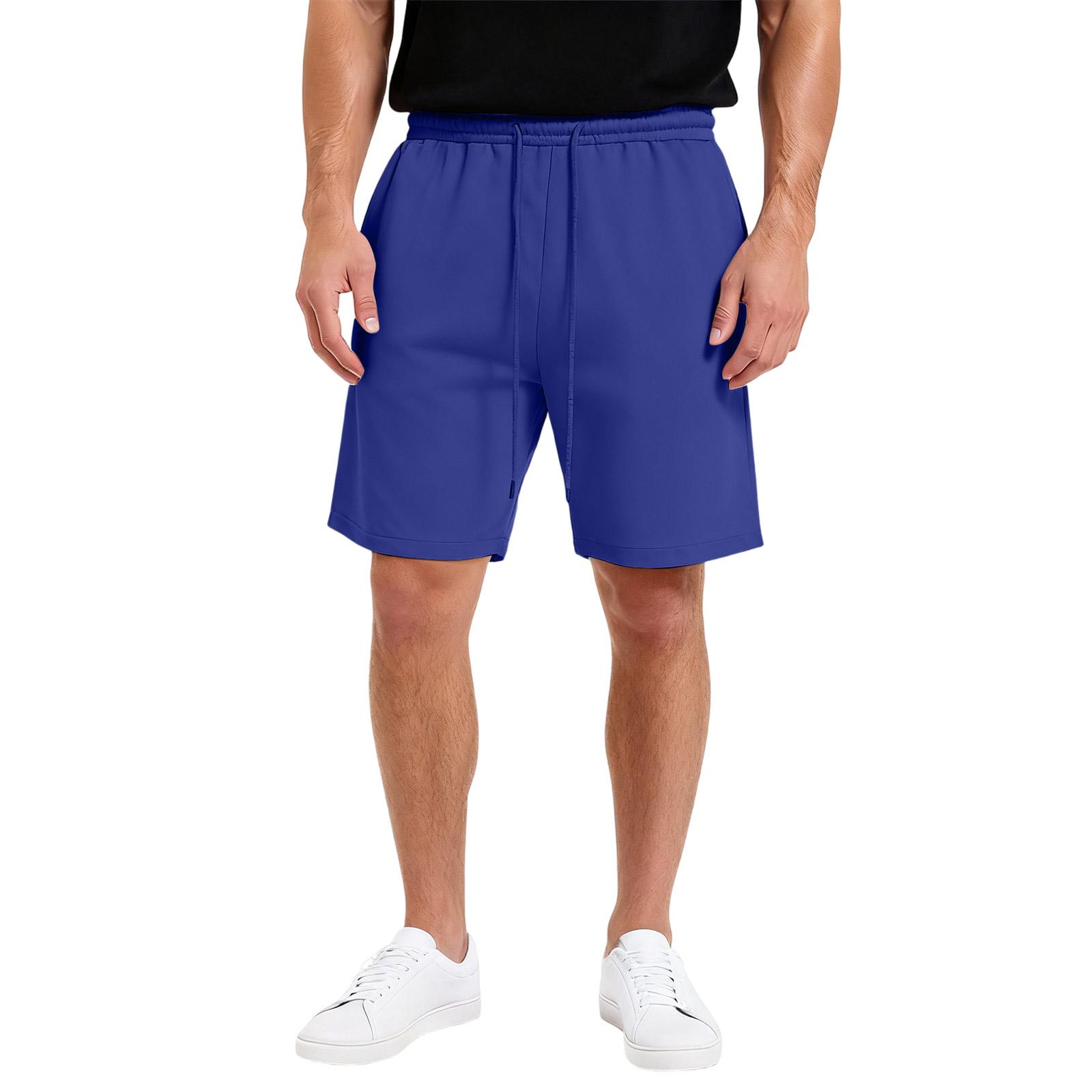 

Men s Drawstring Waist Straight Wide,leg Casual Sports Shorts M темно-синий