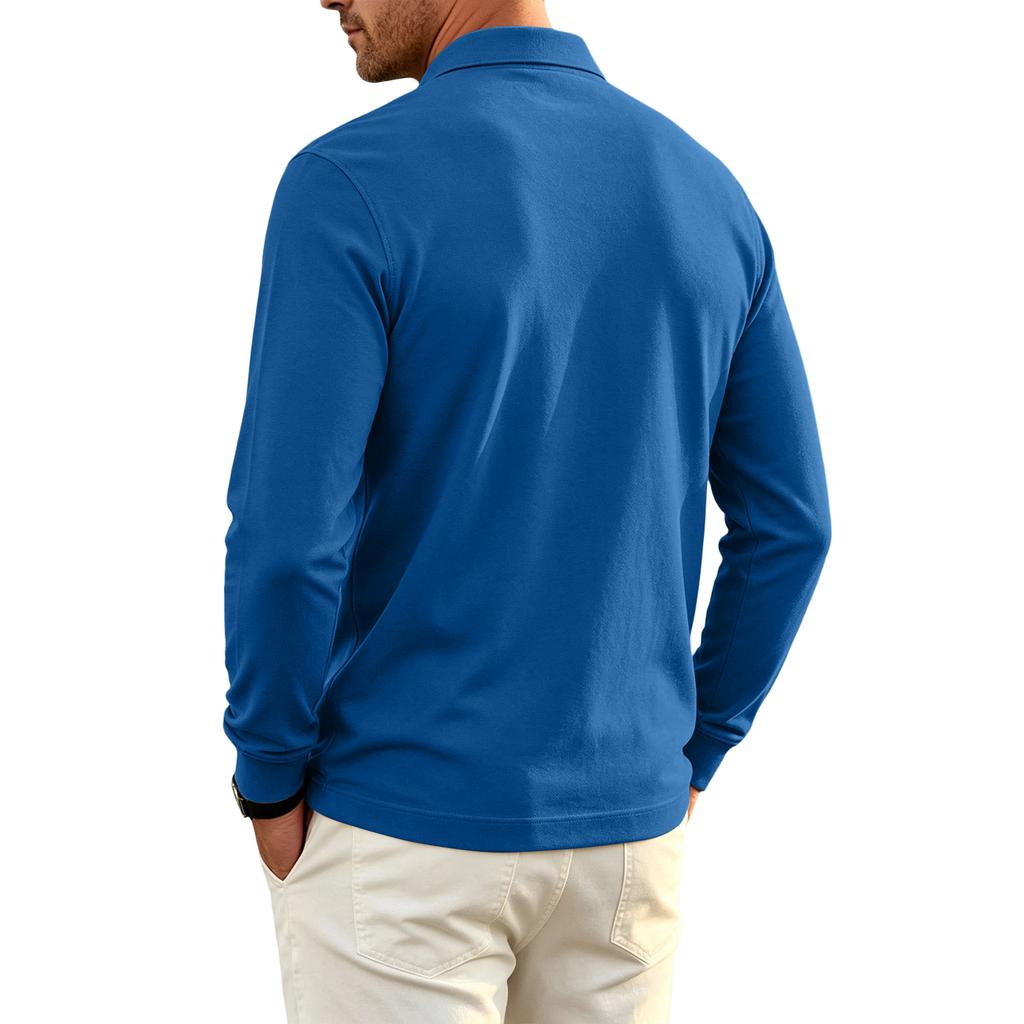 Herren Langarm Golf Poloshirt Schnelltrocknend Atmungsaktives Netzgewebe Lässiges Leichtes Golfshirt mit Knopfkragen Geeignet für Outdoor-Sportarten
