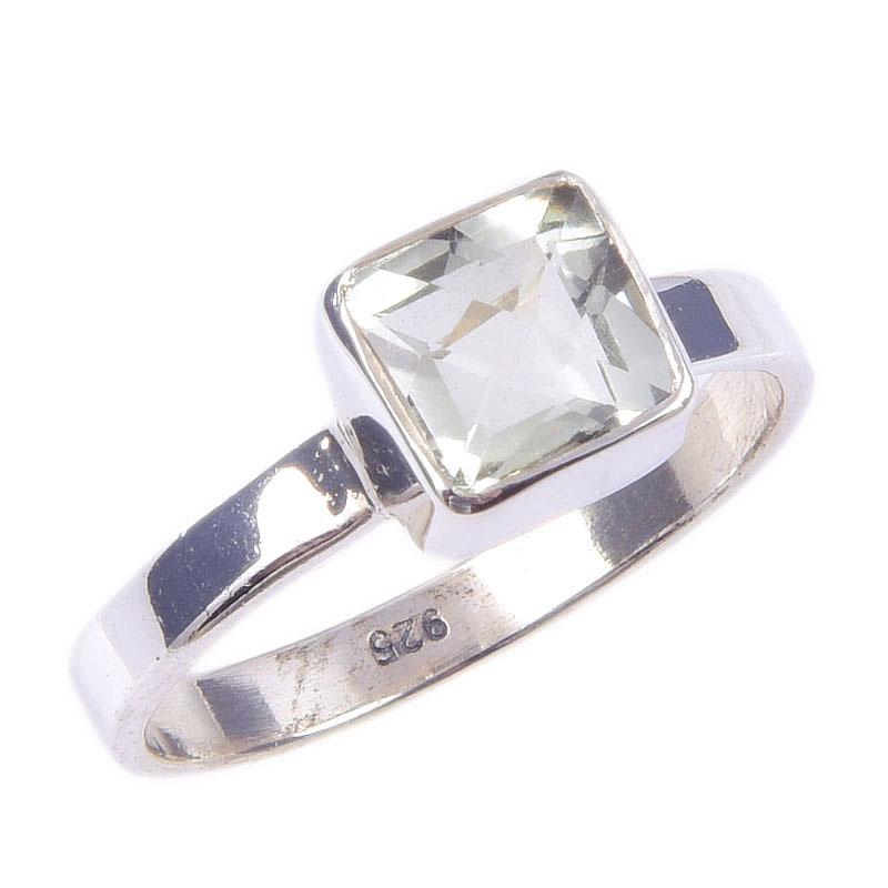 Natural Green Amethyst Gemstone Handmade 925 Solid Sterling Silver Ring S.7 C2W26