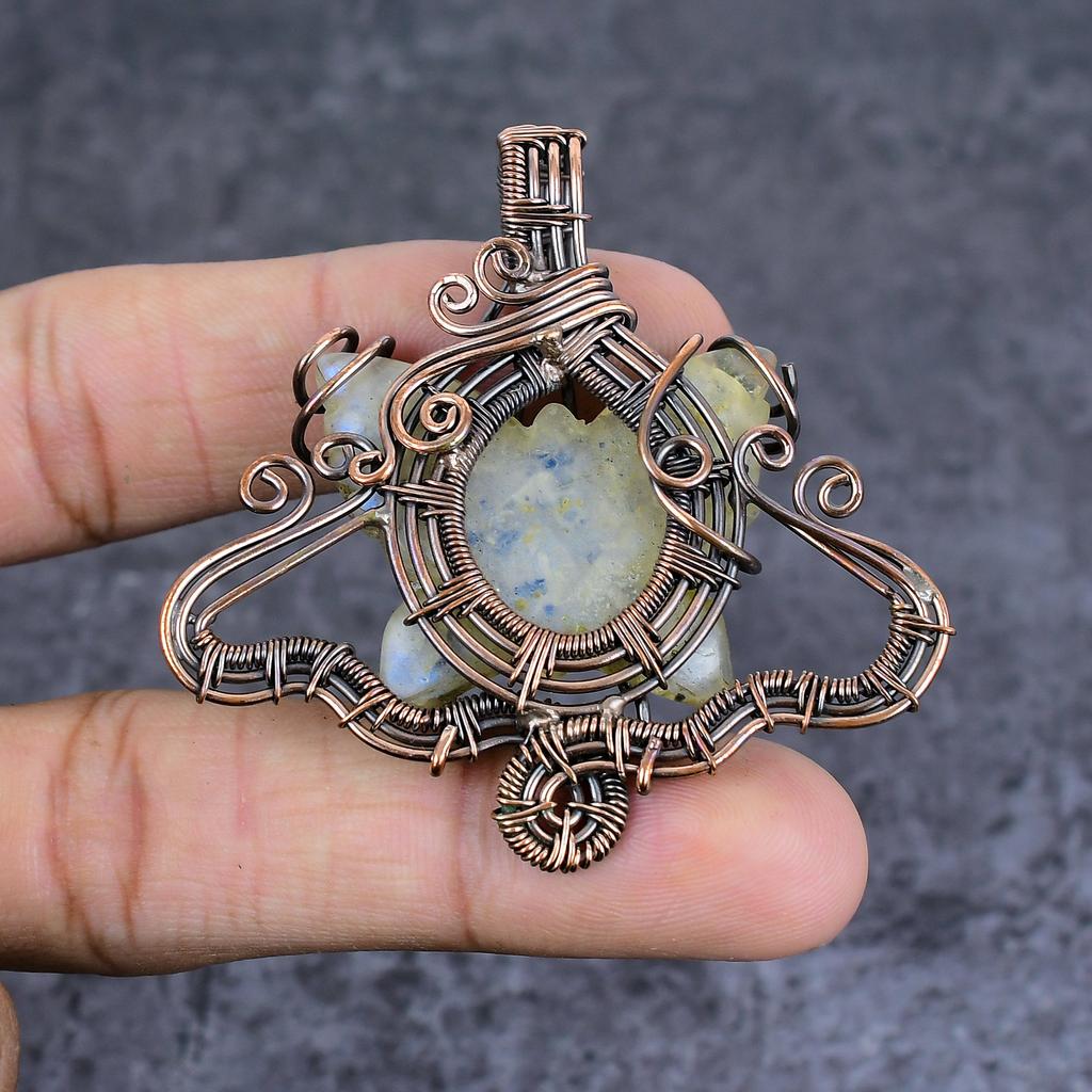Moonstone Handmade Copper Wire Wrap Jewelry Pendant 2.36" T5j62