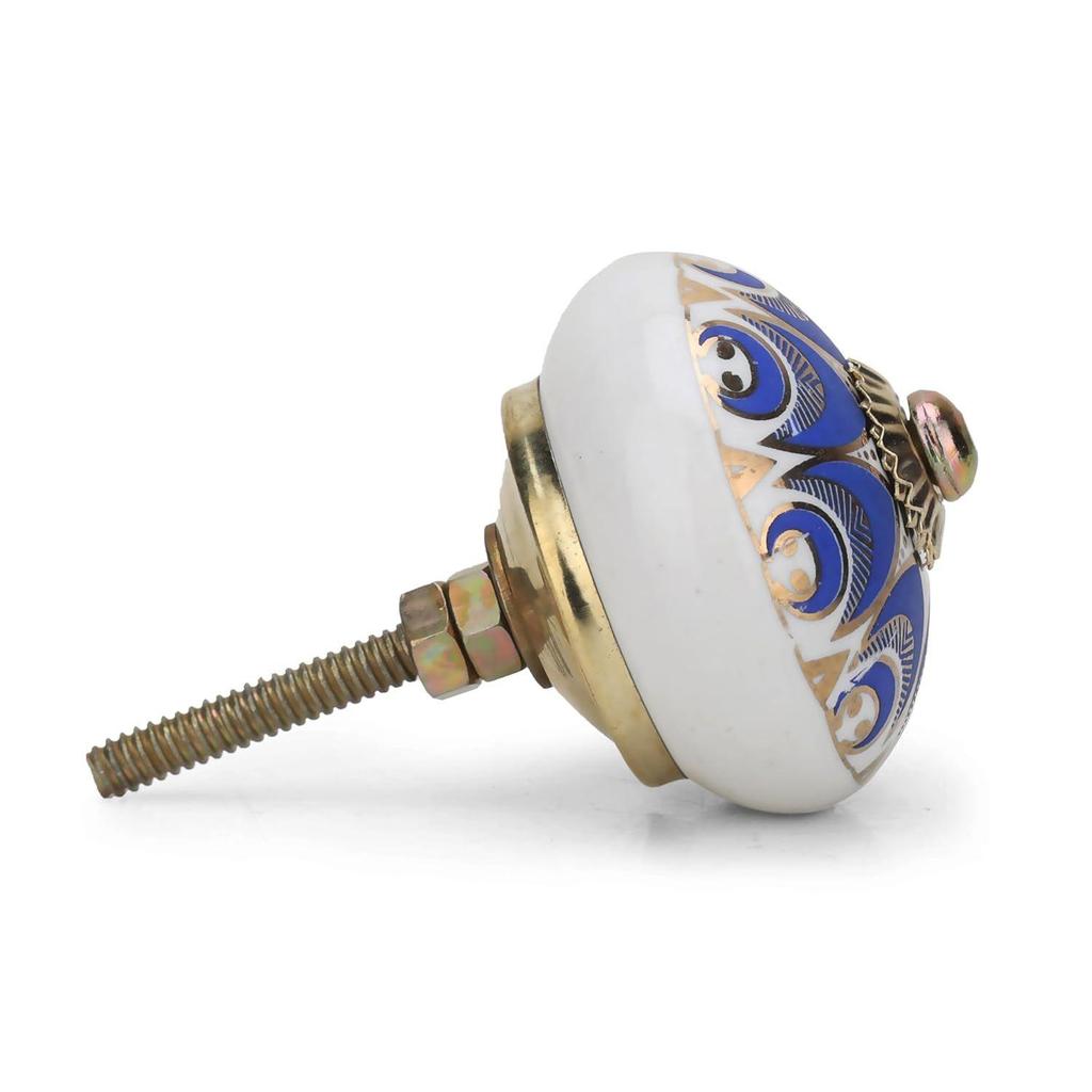 Golden Print Knobs for Door Drawer Cabinet Cupboard Dresser Kitchen Furniture Hardware Wardrobe Pull Handle for Home Decor Pack of 4, Navy Blue