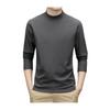 Spring Autumn Men Top Neck Protecting Half-high Collar Double-sided German Velvet Slim Fit Stretchy Long Sleeves Pullover Basic Sweatshirt