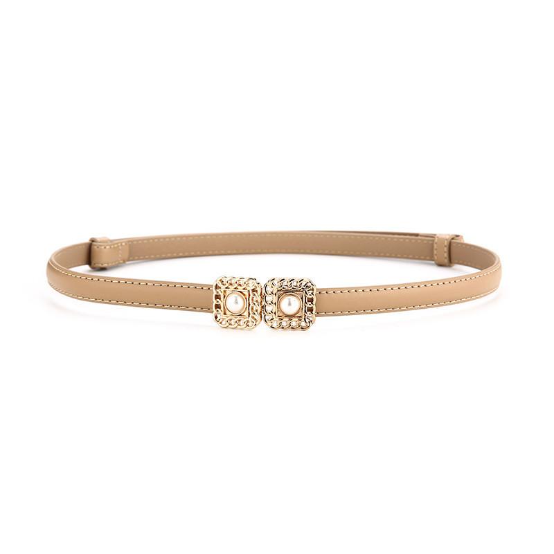 Genuine Leather Womens Fashion Belt With Pearl Detail For Casual And Formal Wear