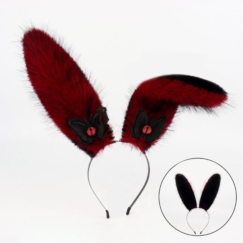 Rabbit Ears Hairhoop Plush Bunnies Ear Hairband Hairhoop Halloween Cosplay Accessories for Women Birthday