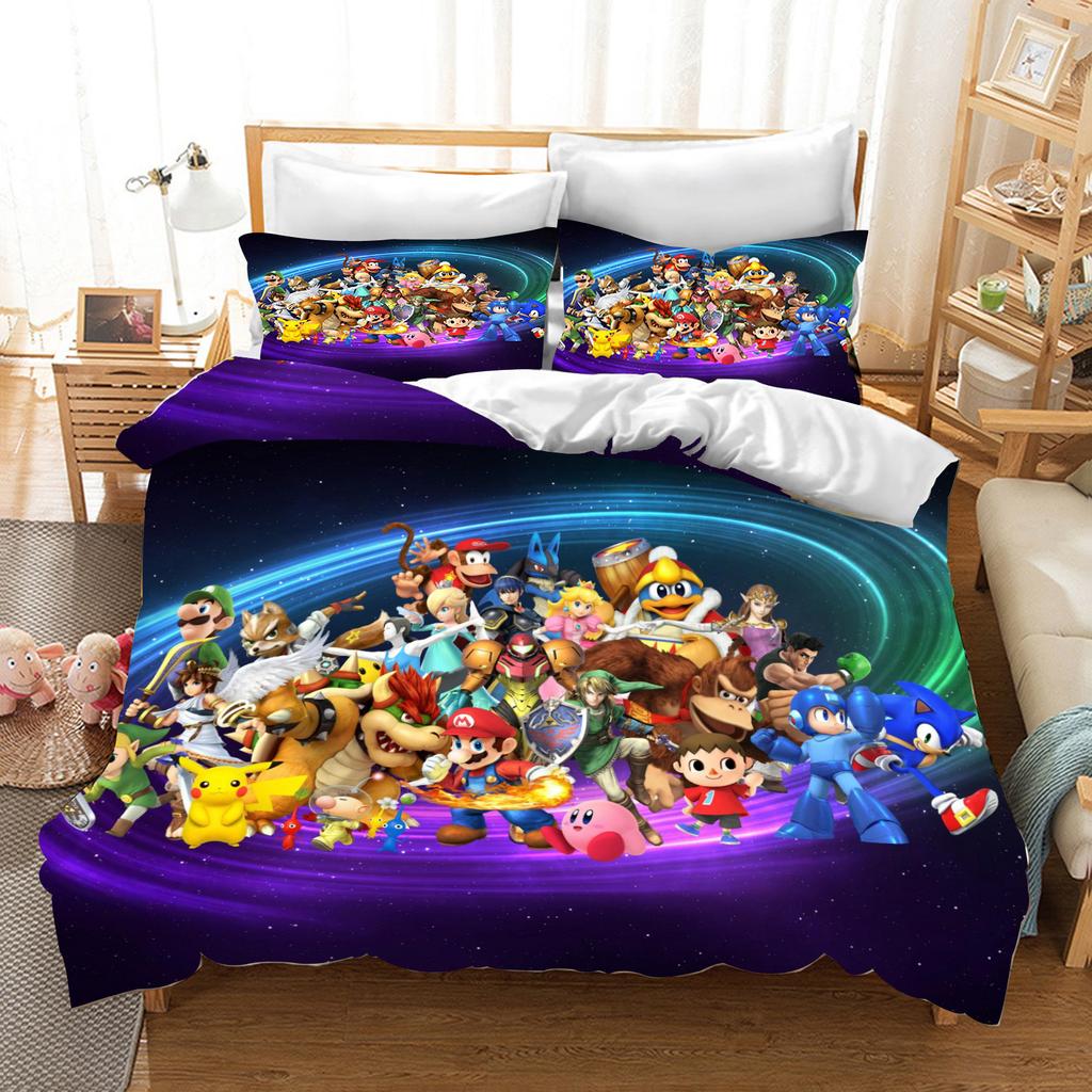 Mario Duvet Cover Set Comforter Bedding 3d Children'S Bedding Set 3-Piece 1 Quilt Cover King Size
