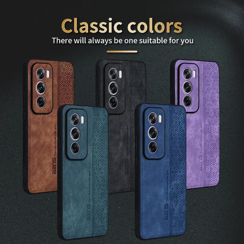 Custodia di lusso in pelle goffrata 3D per Oppo Reno 10 11 12 Pro 10 ProPlus Sensazione pelle Bordo morbido Bumper robusto Cover posteriore Funda