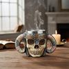 450ml Skelettkrieger Widderhorn Tasse Totenkopf Kaffeetasse Kreativer Harz Trinkbecher Rostfreier Stahl Hitzebeständig für Schreibtischdekoration