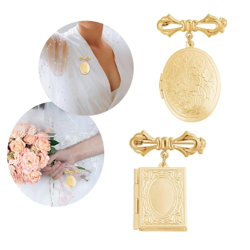 Vintage Alloy Photo Frame Charm Brooch Decorative Accessory For Clothing Bags Hats