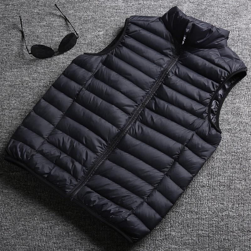 Mens Lightweight Cotton Blend Vest Winter Fall Sleeveless Puffer Gilet With Stand Collar Zipper
