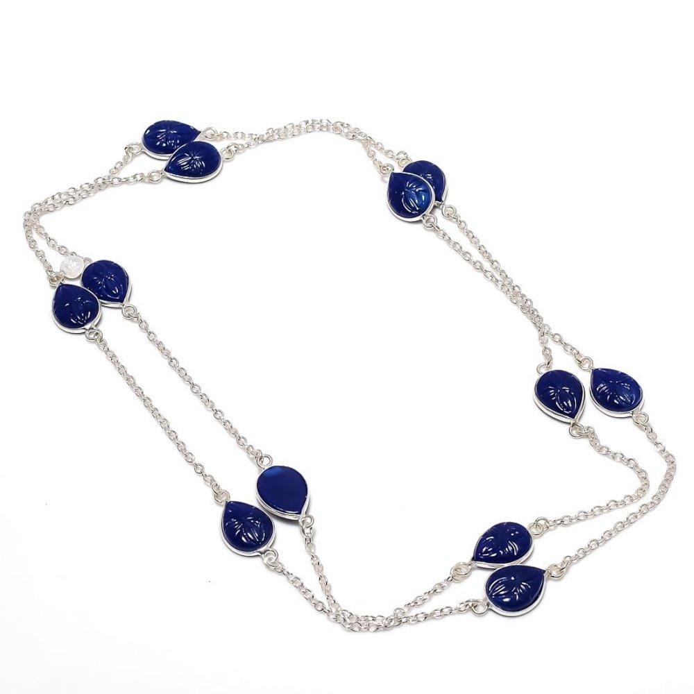 London Blue Topaz Handmade 925 Sterling Silver Gift Necklace 18" E5O63