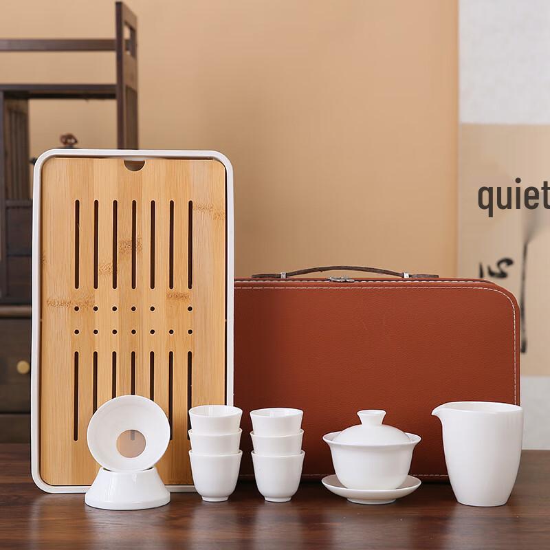 Zhi Shi Mutton Fat Jade White Porcelain Travel Tea Set