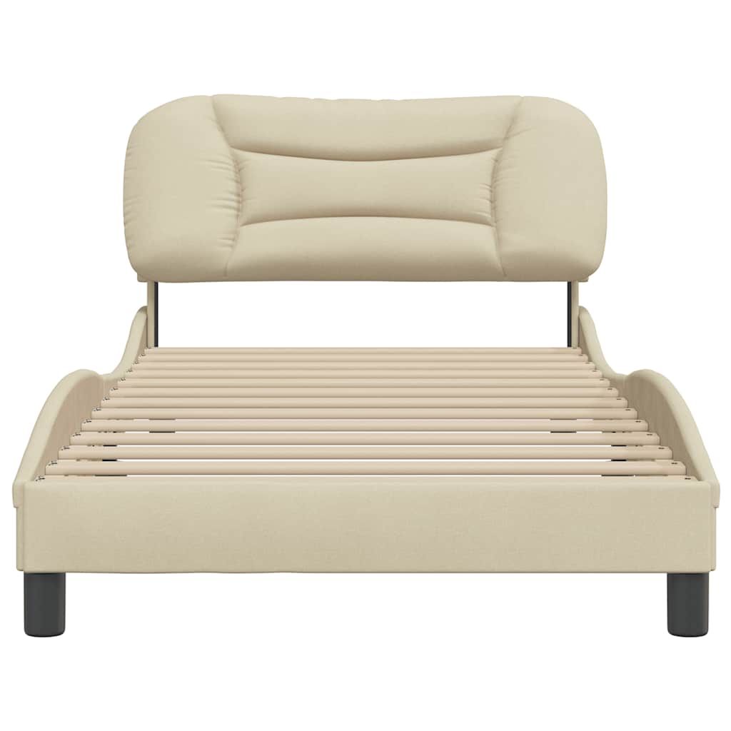 Bed Frame Without Mattress Hvar Cream 100x200 Cm Fabric